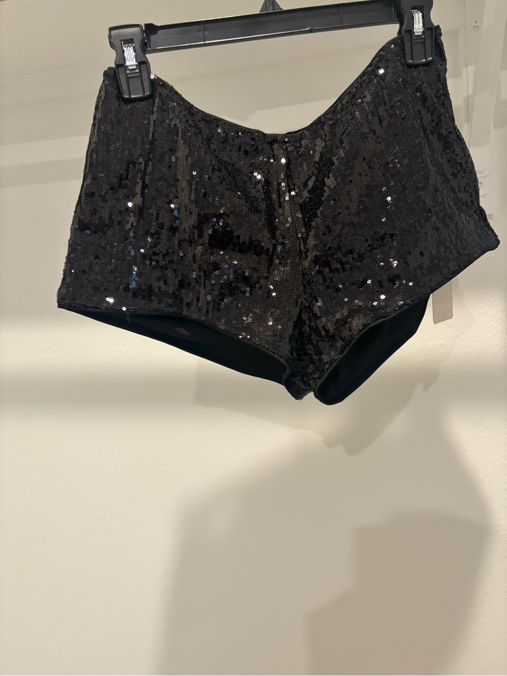 Black Sequin High-Waist Dance Shorts